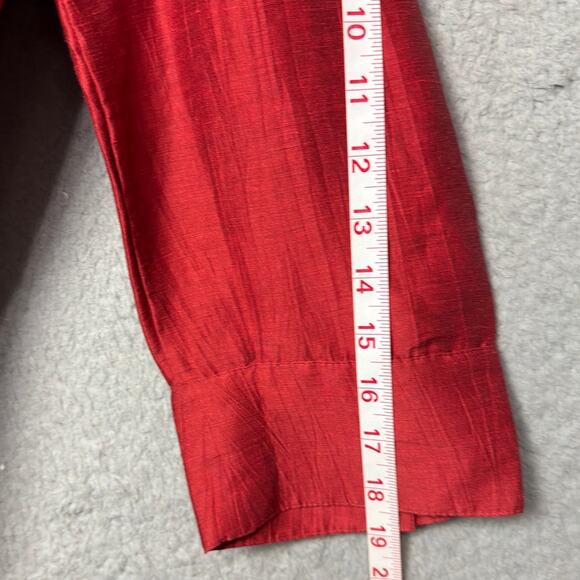 Classiques Entier Atelier Red Linen Jacket Ruffle Front Size L Designer Holiday - Picture 6 of 9